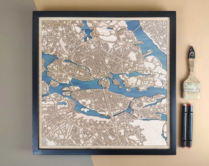 Stockholm Personalized Wooden Map - Home Decor Wall Art Gift