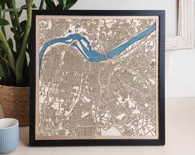 Louisville Custom Wood Map - Personalized Art Gift
