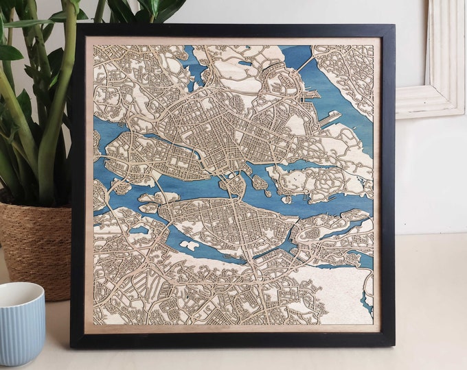 Stockholm Custom Wood Map - Personalized Art Gift