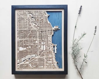 Chicago Wood Map - 3d City Map