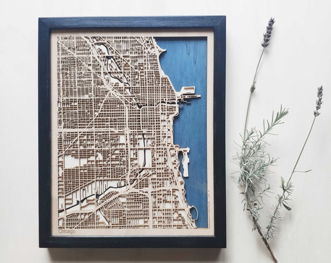 Chicago Wood Map - 3d City Map