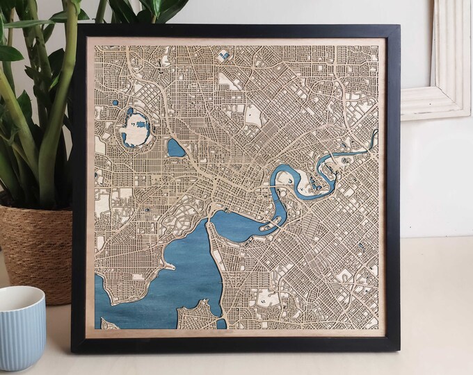 Perth Custom Wood Map - Personalized Art Gift
