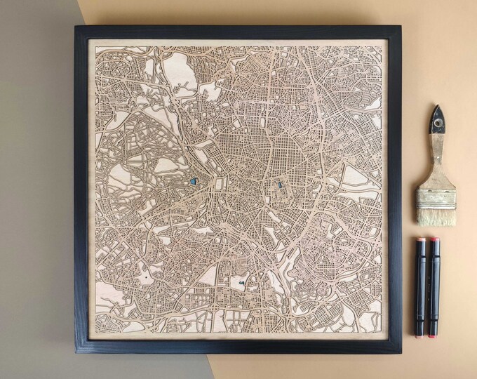 Madrid Personalized Wooden Map - Home Decor Wall Art Gift