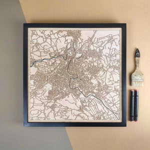 Carte en bois personnalisée de Berne - Cadeau d'art mural pour la maison