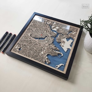 Carte en bois de Boston - Décoration murale