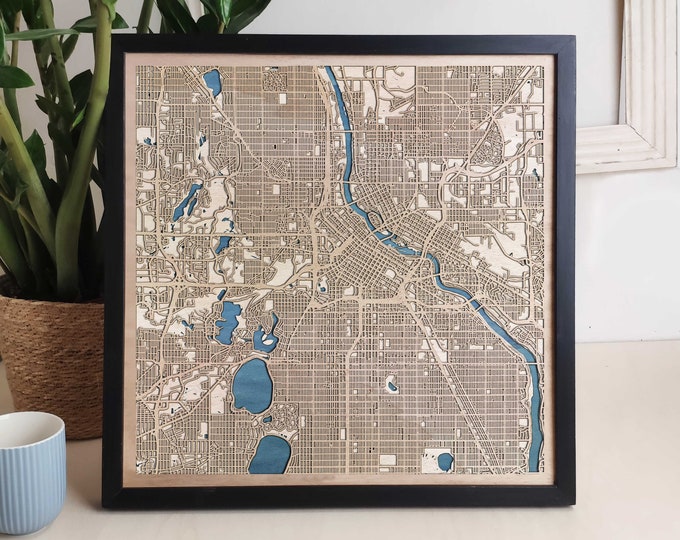 Minneapolis Custom Wood Map - Personalized Art Gift