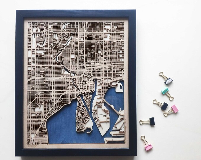 Tampa Wood Map - 3D Laser Cut Map