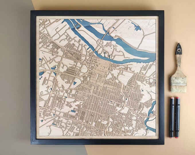 Savannah Personalized Wooden Map - Home Decor Wall Art Gift