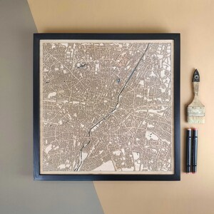 Carte en bois personnalisée de Munich - Cadeau d'art mural pour décoration d'intérieur