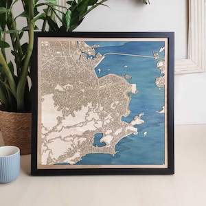 Carte en bois personnalisée de Rio de Janeiro - Cadeau artistique personnalisé