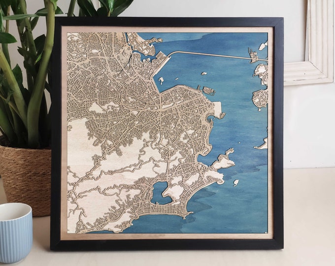 Rio de Janeiro Custom Wood Map - Personalized Art Gift