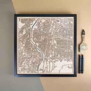 Carte en bois personnalisée d'Albuquerque - Cadeau d'art mural pour décoration d'intérieur