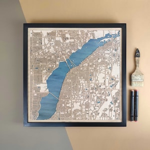 Gepersonaliseerde houten kaart Fort Myers - Woondecoratie muurkunst cadeau