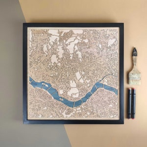 Seoul personalisierte Holzkarte - Wohnkultur Wandkunst Geschenk