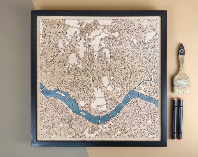 Seoul Personalized Wooden Map - Home Decor Wall Art Gift