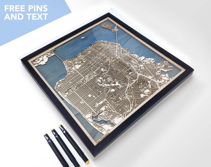 San Francisco Wood Map - Laser Cut Wood Gifts