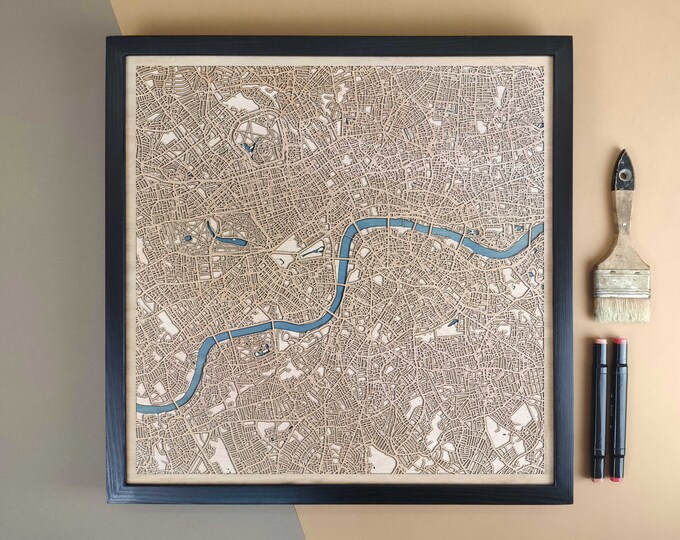 London Personalized Wooden Map - Home Decor Wall Art Gift