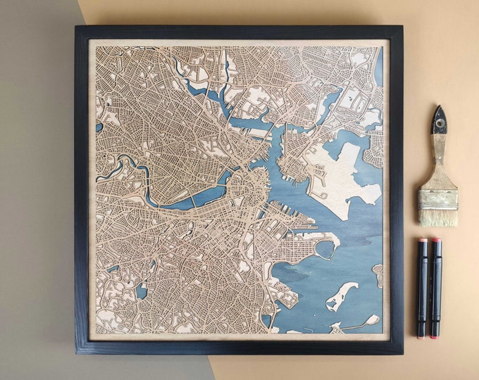 Boston Personalized Wooden Map - Home Decor Wall Art Gift