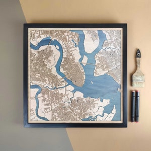 Carte en bois personnalisée de Charleston - Cadeau d'art mural pour décoration d'intérieur