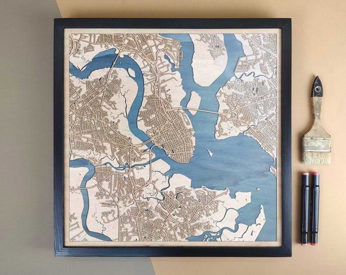 Charleston Personalized Wooden Map - Home Decor Wall Art Gift