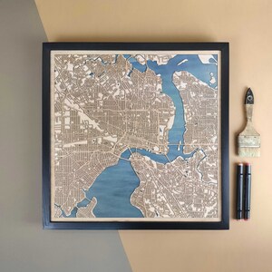 Carte en bois personnalisée de Jacksonville - Cadeau d'art mural pour décoration d'intérieur