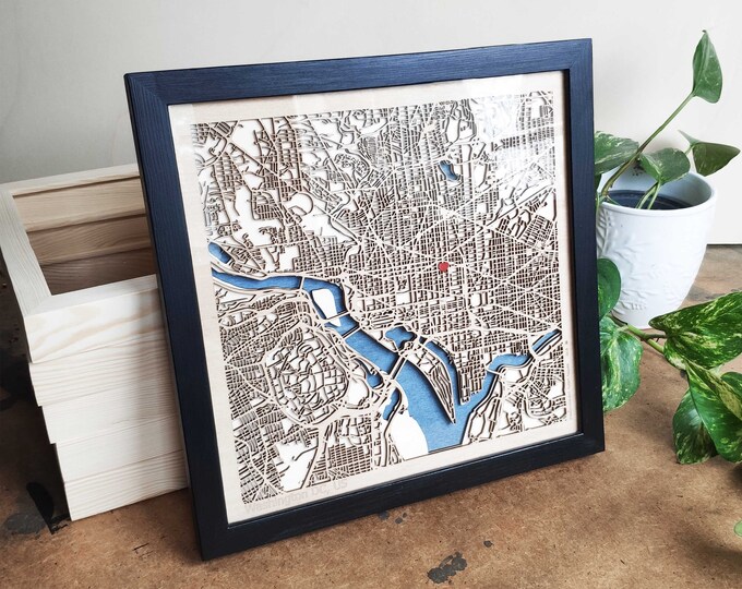 Washington Wooden Map - Laser Engraved