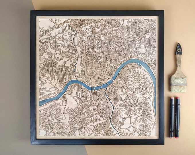 Cincinnati Personalized Wooden Map - Home Decor Wall Art Gift