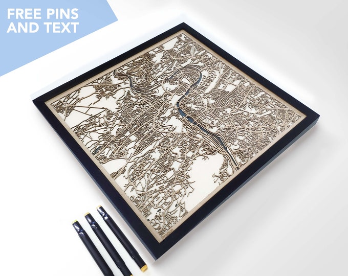 Prague Wood Map - Laser Cut Wood Gifts