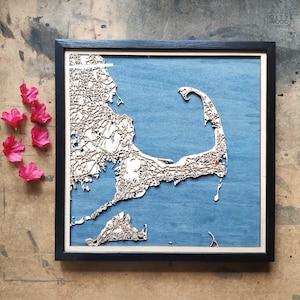 Cape Cod Holzkarte - 3D Stadtplan