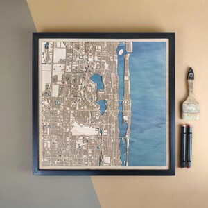Carte en bois personnalisée Palm Beach - Cadeau d'art mural pour décoration d'intérieur