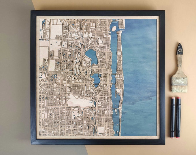 Palm Beach Personalized Wooden Map - Home Decor Wall Art Gift