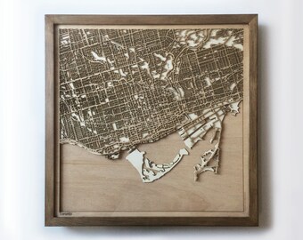 Wooden Map Toronto - Walnut Laser Cut New Home Travel Gift For Friends Wall Art Home Decor Wedding Gift Anniversary Gift For Boyfriend