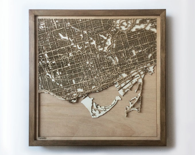 Wooden Map Toronto - Walnut Laser Cut New Home Travel Gift For Friends Wall Art Home Decor Wedding Gift Anniversary Gift For Boyfriend