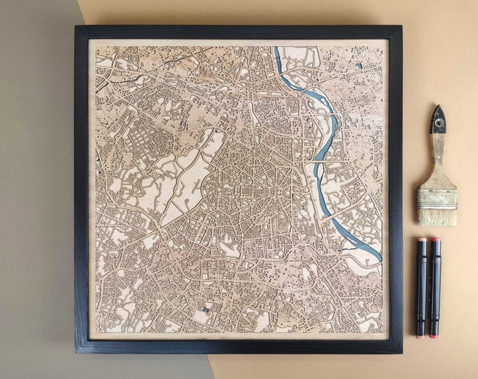 New Delhi Personalized Wooden Map - Home Decor Wall Art Gift