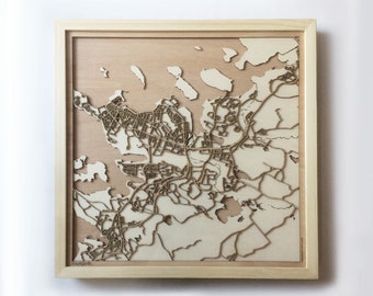 Reykjavik Wooden Map - Laser Cut 3D City Streets Wall Art