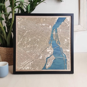 Carte en bois personnalisée de Montréal - Cadeau artistique personnalisé