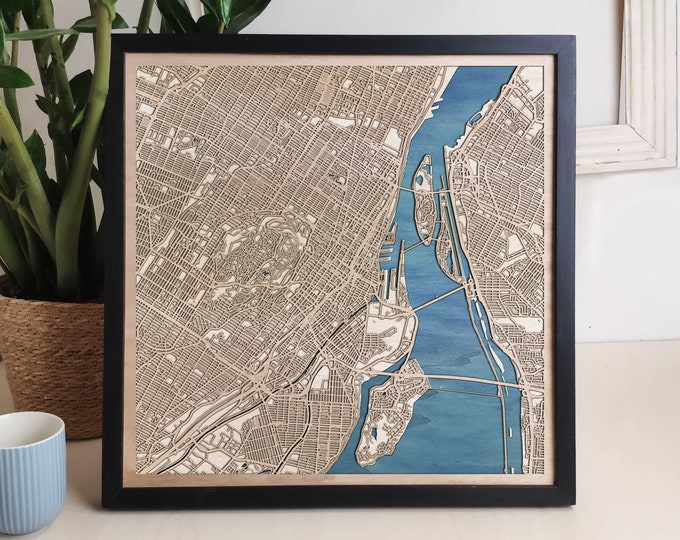 Montreal Custom Wood Map - Personalized Art Gift