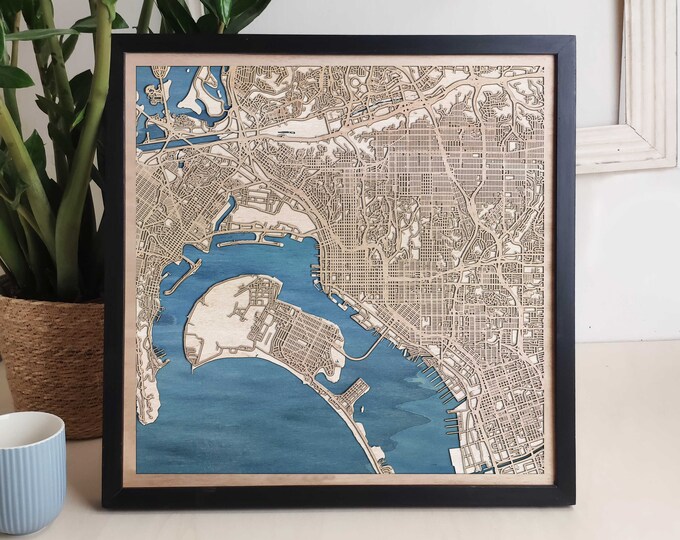 San Diego Custom Wood Map - Personalized Art Gift