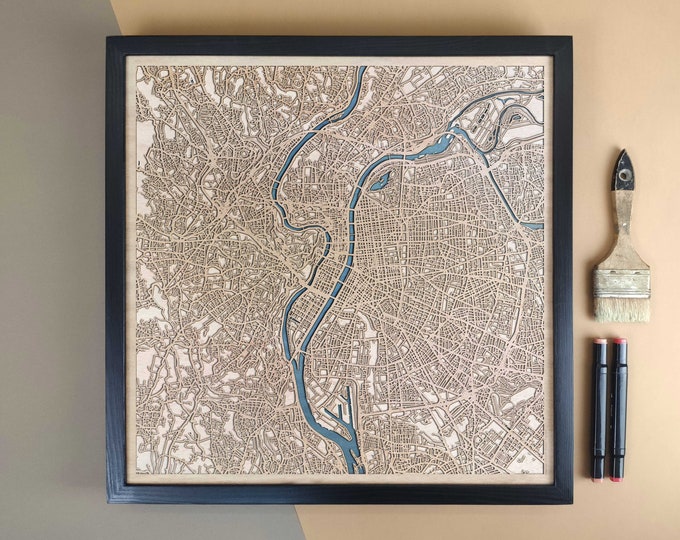 Lyon Personalized Wooden Map - Home Decor Wall Art Gift