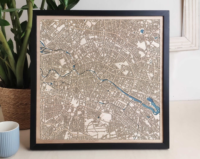 Berlin Custom Wood Map - Personalized Art Gift