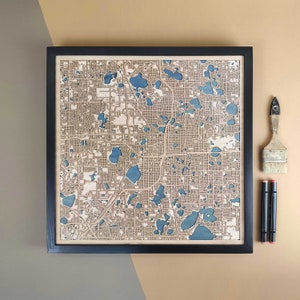 Carte en bois personnalisée d'Orlando - Cadeau d'art mural pour décoration d'intérieur