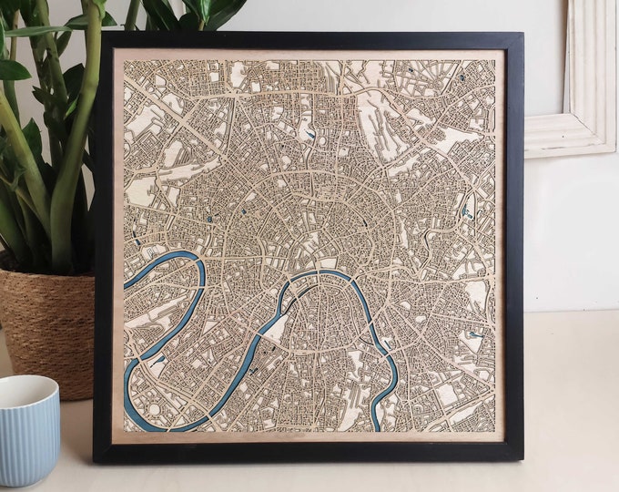 Moscow Custom Wood Map - Personalized Art Gift