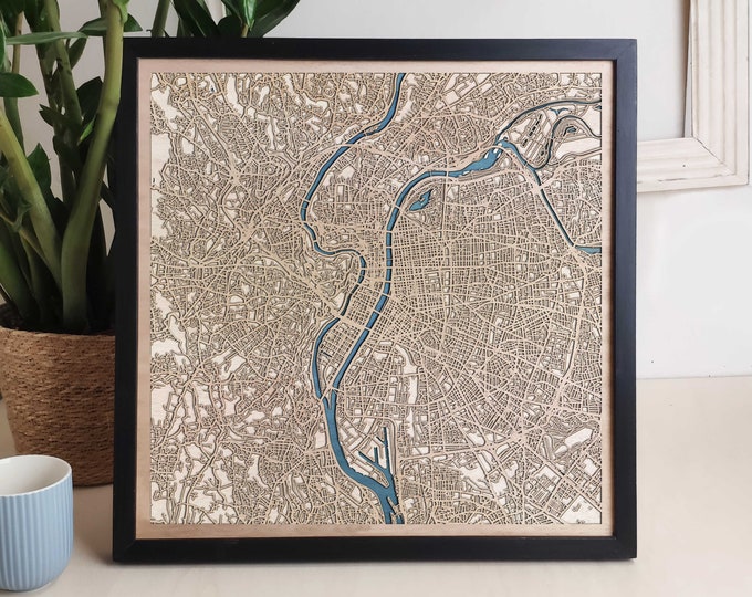 Lyon Custom Wood Map - Personalized Art Gift