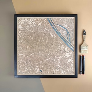 Carte en bois personnalisée de Vienne - Cadeau d'art mural décoration d'intérieur
