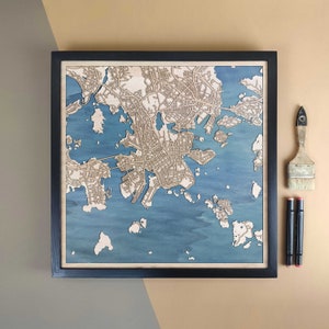 Carte en bois personnalisée d'Helsinki - Cadeau d'art mural décoration d'intérieur