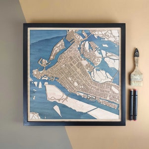 Carte en bois personnalisée d'Abou Dabi - Cadeau d'art mural pour décoration d'intérieur