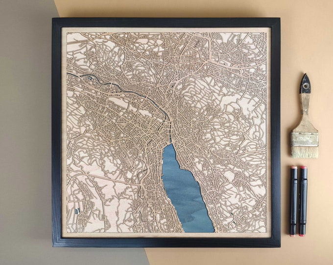 Zurich Personalized Wooden Map - Home Decor Wall Art Gift