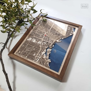 Milwaukee Holzkarte - 3D Landkarte gelasert