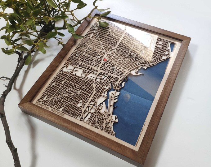 Milwaukee Wood Map - 3D Laser Cut Map