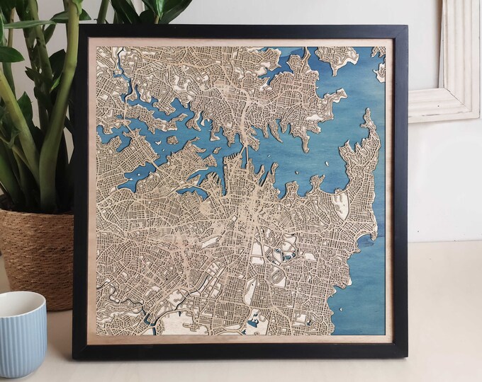 Sydney Custom Wood Map - Personalized Art Gift